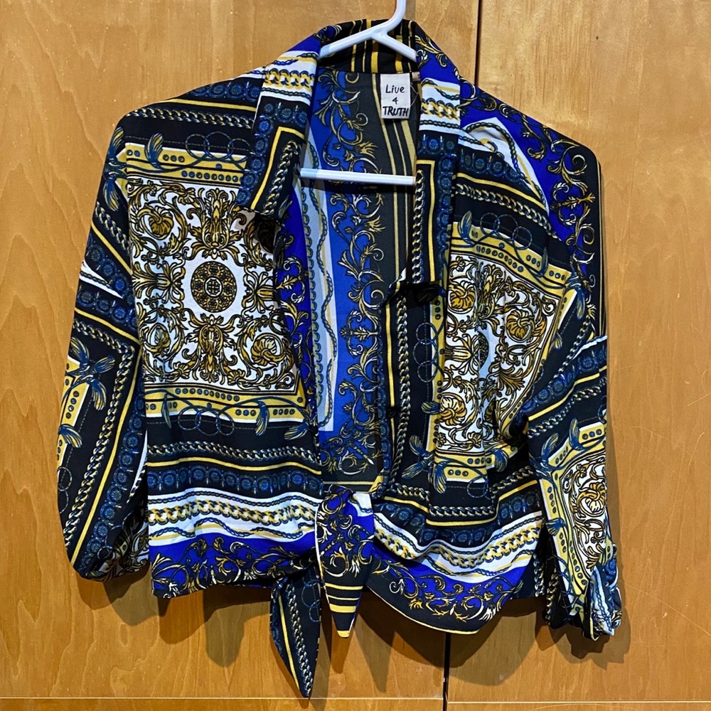 Pattern cropped blouse - Picture 2 of 3